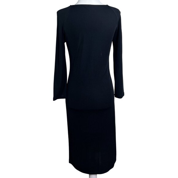 DKNY Womens Petite Dress Size 0/2P Black Long Sleeve Midi Length Shift Style - Picture 3 of 5